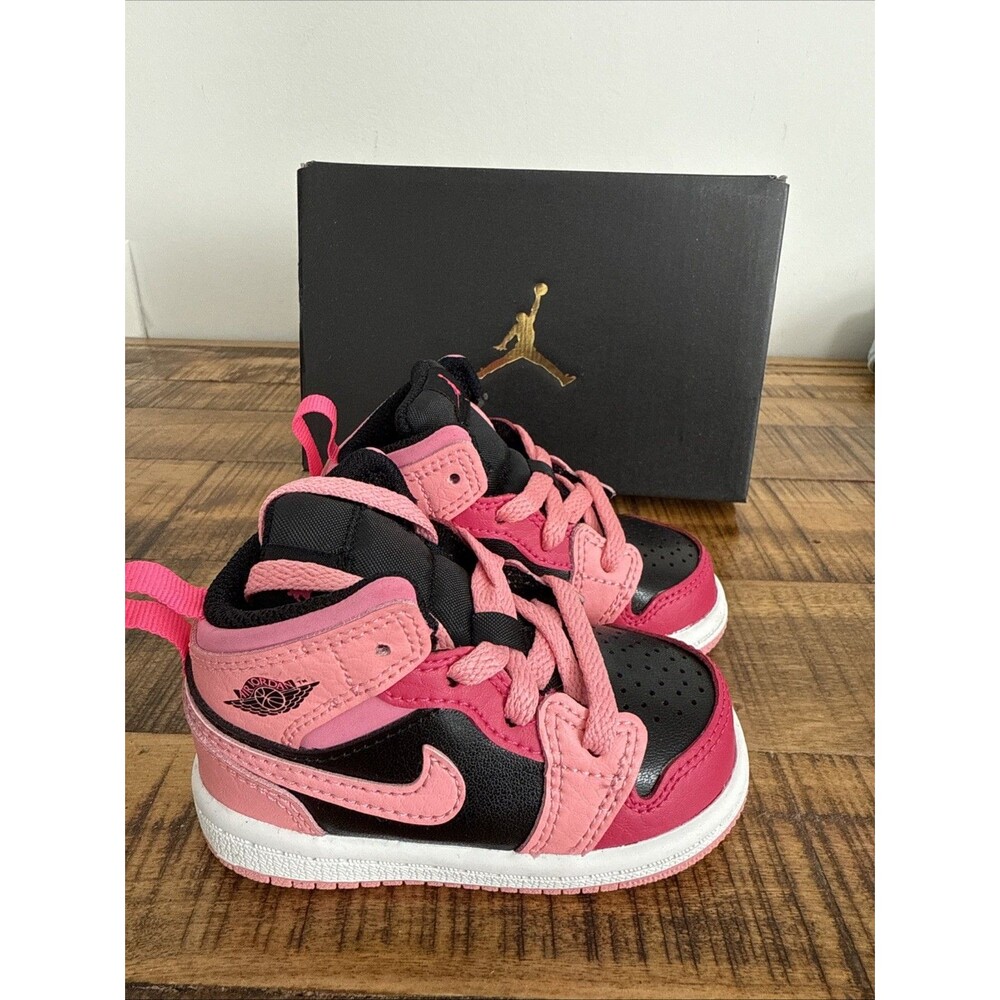 Nike Air Jordan 1 Mid TD 4C Coral Chalk Pink Pinksicle 640735-662 - Picture 3 of 8